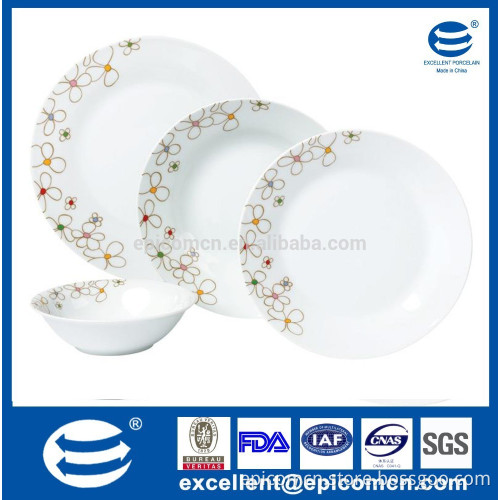 high class quality home and resturant use ceramic tableware fine porcelain dinner set 19pcs/24pc with simple flower design
